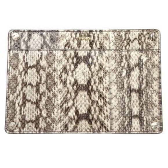 FENDI Accessory Pocket Peekaboo Python Calf Leather Beige Tan Brown main image 3